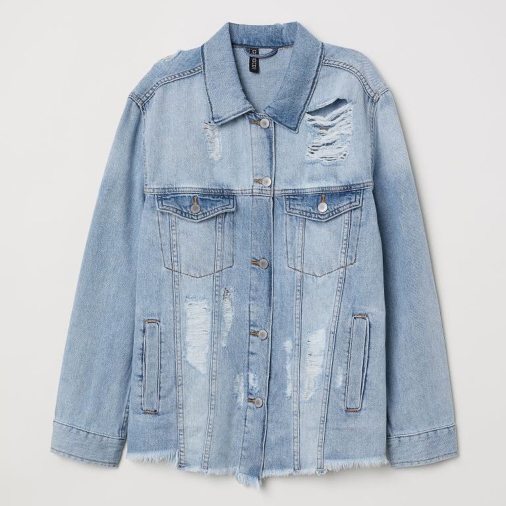 Oversized Distressed Denim Jacket